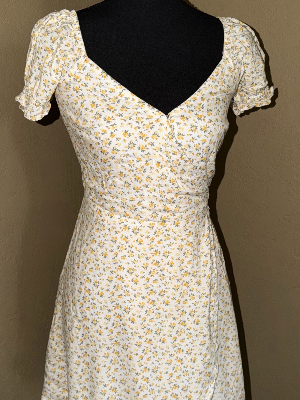 Hollister Wrap Dress with Yellow Floral Print